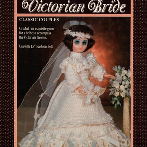 Victorian Bride Crochet Wedding Gown Pattern for 15 Fashion Doll Instant Download PDF Pattern image 2