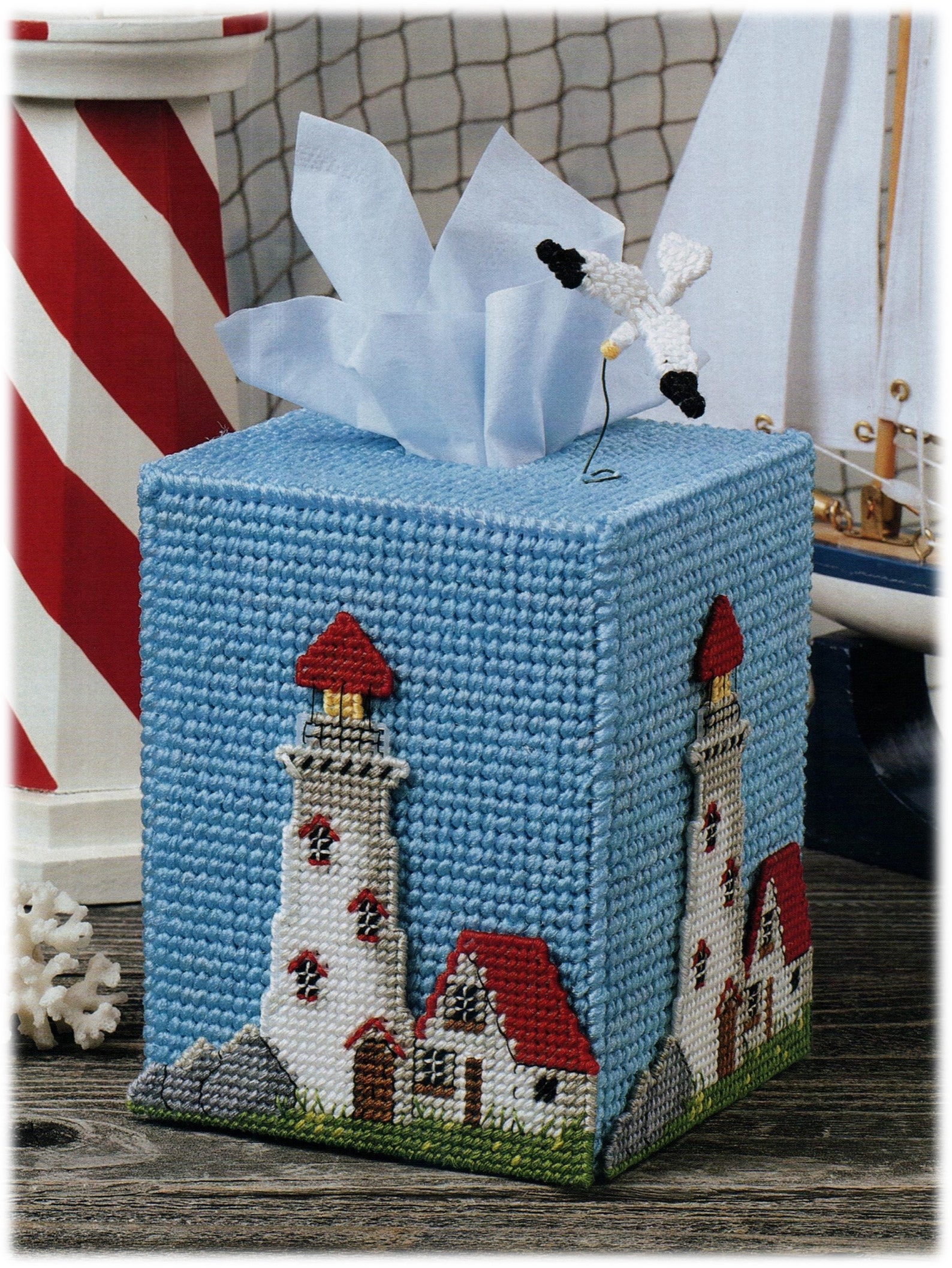 Plastic Canvas Lighthouse Tissue Box Cover Pattern PDF Etsy