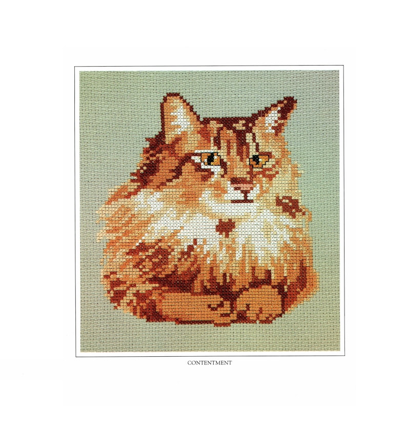 Counted Cross Stitch Content Cat Pattern Instant Download PDF Pattern Cat Cross Stitch Pattern image 1