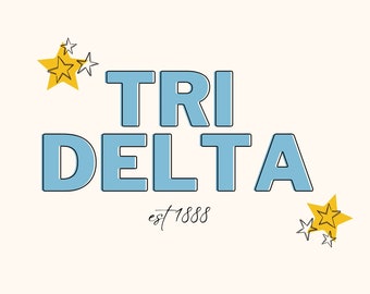 Tri Delta (Delta Delta Delta) Sorority Printable Download, Big Little Reveal, Basket Week, Sorority Rush