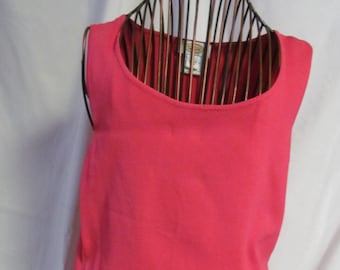 Vintage Talbots Coral Pink Tank Top Blouse Woman size L 90s clothing Womens Pink tops Large Tank tops Scoop Neck Tops Pink Summer tops