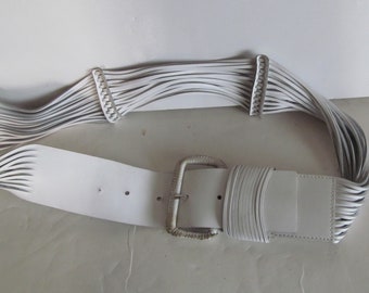 White Leather Belt Vintage Leather Belt and Buckle womens belts sz M Vintage Newport News Belt sz M /L 36 41 inch Womens White Leather belts