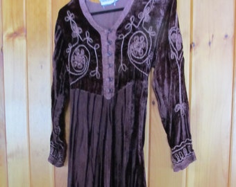 Velvet Purple Pixie Dress Beautiful Bohemian Dress Purple Velvet Fairy Dress Gypsy Hippie Long Dress Boho Dress Crush Velvet Lace Sheer Lace