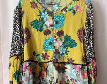 sz 1x Boho Floral Blouse  Woman sz 1x tops Blouse Short Sleeve Blouses Plus size sz 1 XL Plus Size 1x Womens sz XL Blouses