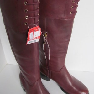 Riding Boots sz 5 New with Tags sz 5 Leather Boots Burgundy Leather Boots 1990's Boots NOS Vintage Leather Boots size 5 M womens boots sz 5