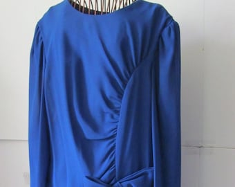 Ruche Dresses Royal Blue Dress sz 12 14 Mother of the Bride Dress Wedding Apparel Cobalt Blue Dress womens Formal Dress