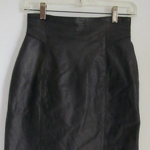 Black Leather Skirt 80s High Waist Skirt Fitting 80s Leather Skirt Size 6 High Waisted Skirt Black Leather Skirt image 1