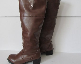 sz 8 Brown Boots Womens Tall Boots Brown Womens sz 8 Euro 38 Boots Bohemian Boots With Tread Brown Riding Boots