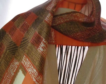 Fall Scarf Brown Burnt Orange Scarf Trending Fall Scarves Brown and Orandge scarf Plaid scarf