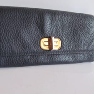Michael Kors Navy Blue Leather Wallet Turn Lock Lots of Credit Card Organizer Vintage Blue Gold wallet Navy Pebbled Leather Wallet Womens