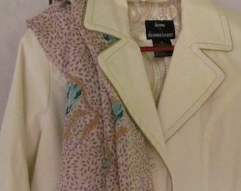 Womens Spring Jacket sz M Ecru Jacket Paisley Print Lined Lightweight Jacket 3/4 Length Ecru Coat Designer Dennis Basso Women sz M Jacket