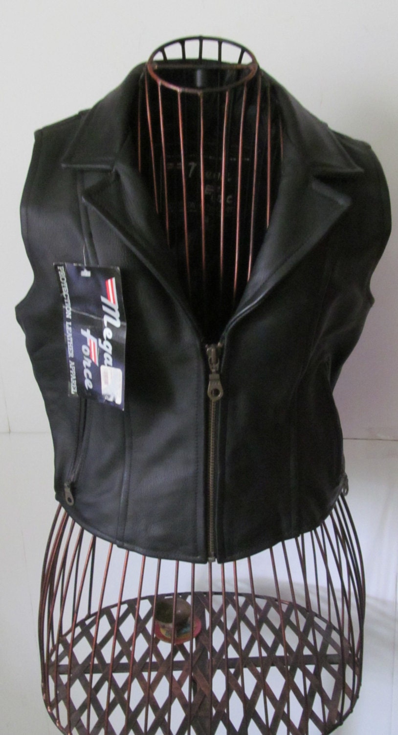 NOS Heavy Quality Black Leather Vest 