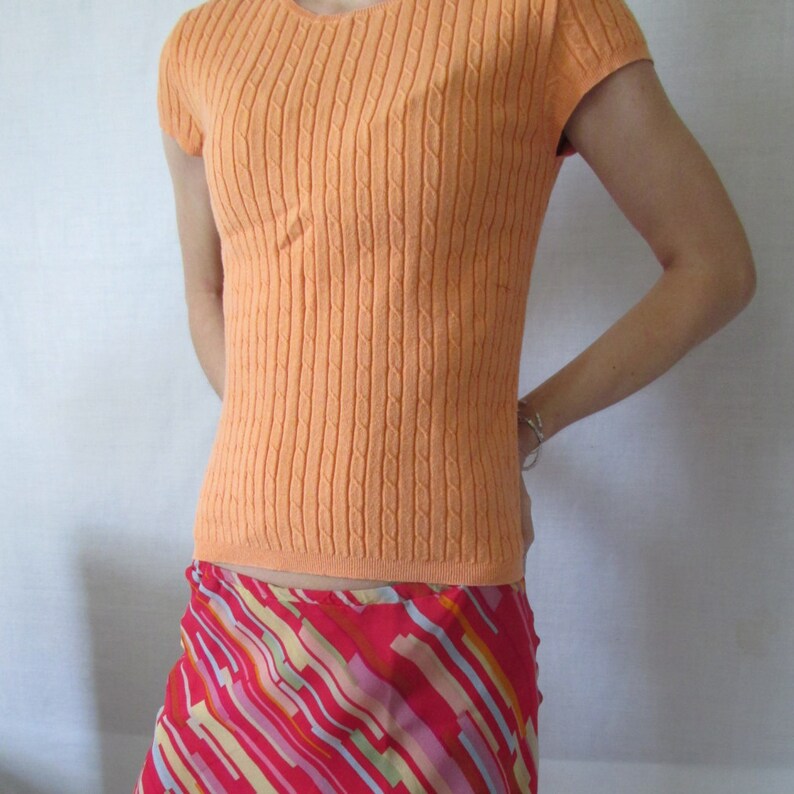 Peach Blouse sz M Short Sleeve Lt Orange Blouse Size M womens Express Blouse sz M blouse Peach Tops Trending Spring clothing Spring Apparel