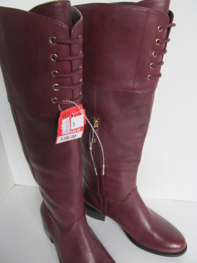 Riding Boots sz 5 New with Tags sz 5 Leather Boots Burgundy Leather Boots 1990's Boots NOS Vintage Leather Boots size 5 M womens boots sz 5