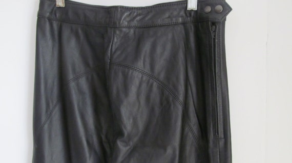 Long Black Leather Skirt womens sz 12 80s Leather… - image 4