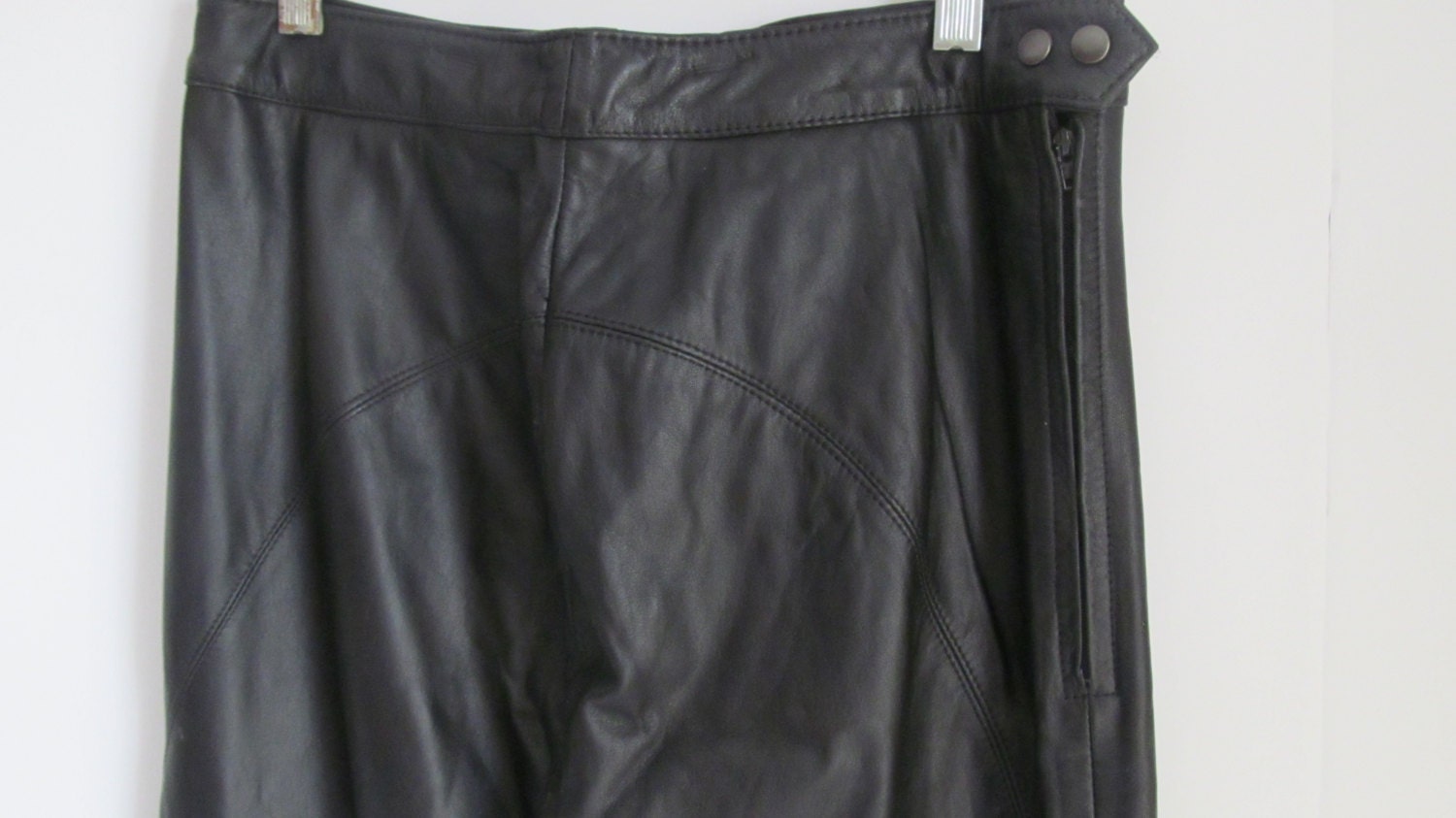 Long Black Leather Skirt Womens Sz 12 80s Leather Biker Chic Biker ...