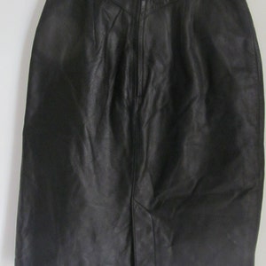 Black Leather Skirt 80s High Waist Skirt Fitting 80s Leather Skirt Size 6 High Waisted Skirt Black Leather Skirt image 3