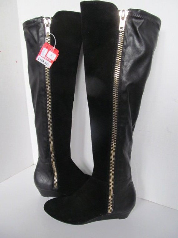 Rock Star New W/ Tags Black Leather Boots New Leat