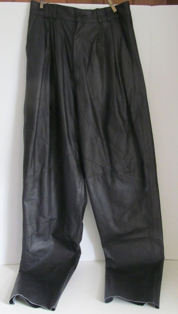 Womens Black Leather Pants Womens sz 12 High Waist