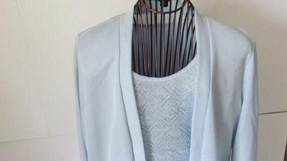 Pastel Blue 3 pc Set Skirt Blazer Blouse Light Blu
