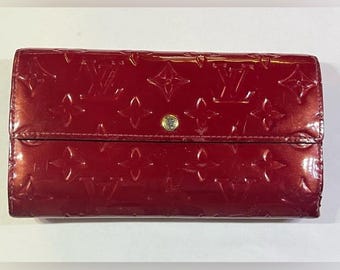 LV Red Vernis Long Wallet Louis Vuitton Amarante Monogram Vernis Sarah Red Vernis wallet
