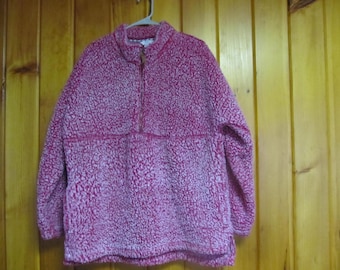Fuzzy Sherpa Fleece Jacket SZ XL Womens Pink Fuzzy  1/4 Zip Pullover Sherpa sz 16 18 Womens XL Fleece jacket