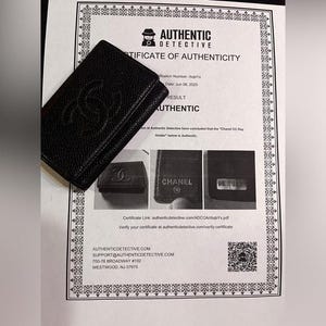 COA Authentic Chanel wallet Timeless Classic Black CC Caviar Leather Card Holder Wallet CC Black leather wallet vintage chanel wallets