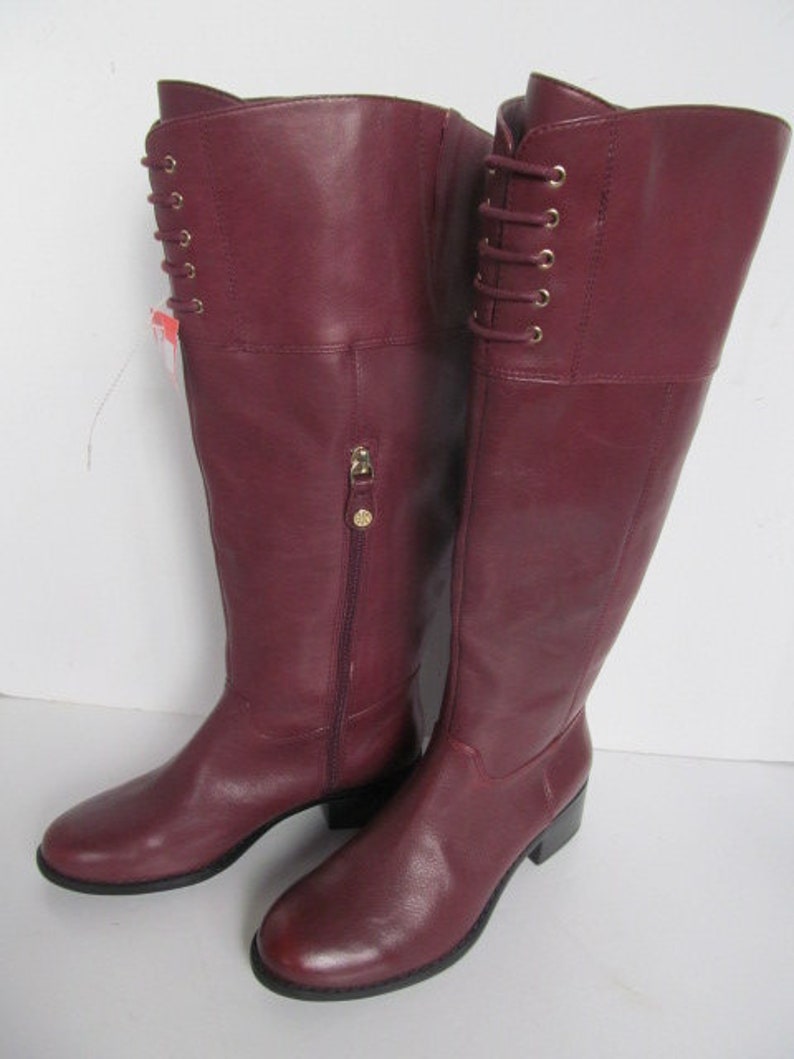 NWT Leather Riding Boots sz 5 New with Tag Leather Boots Burgundy Leather Boots 1990's Boots NOS Vintage Leather Boots size 5 M womens boots image 4