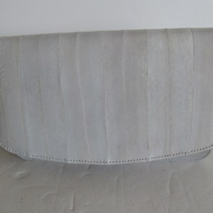 Eel Skin Purse Gray Leather Clutch Handbag Designer Lee Sands Purse Wallet Organizer Credit Card Holder Grey Evening Bag Gray Leather