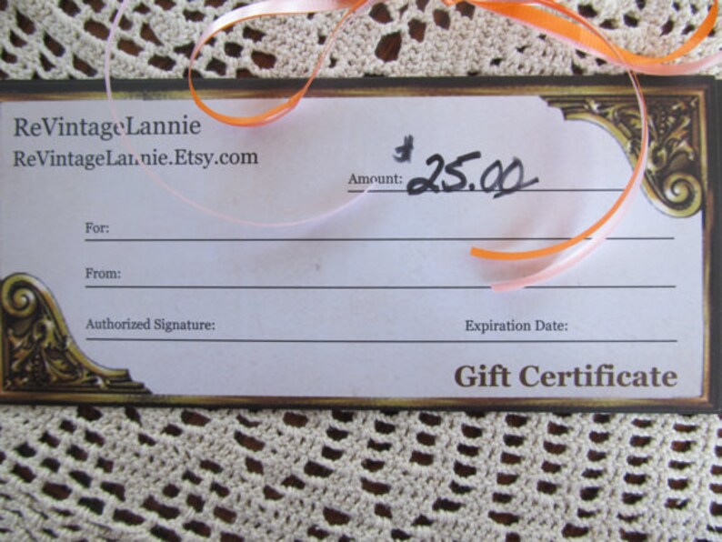 ReVintageBoutique Gift Certificate 50.00 Dollar Gift Idea Birthday Gift Idea Special Occasion image 3