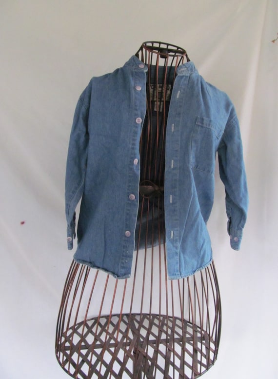 Youths Denim Blue Jean Shirt Boy sz 5 6 Jean Unise