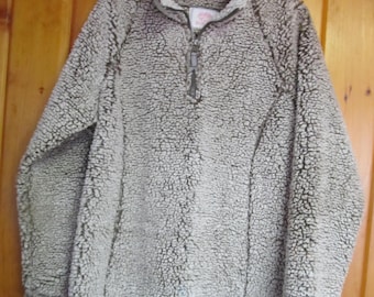 Fuzzy Sherpa Fleece Jacket SZ XL Womens Fuzzy  1/4 Zip Pullover Sherpa sz 16 18 Womens XL Fleece jacket
