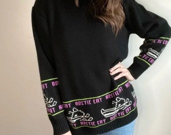 Vintage Arctic Cat Sweater Green Arctic Cat Snowmobile Clothing Purple Arctic Cat Arcticwear Vintage Arctic Cat Clothing Adult Sz M