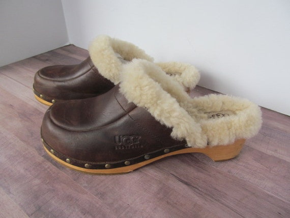 ugg brown leather clogs