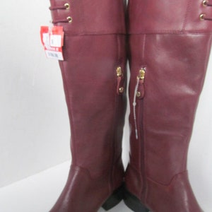 NWT Leather Riding Boots sz 5 New with Tag Leather Boots Burgundy Leather Boots 1990's Boots NOS Vintage Leather Boots size 5 M womens boots image 3