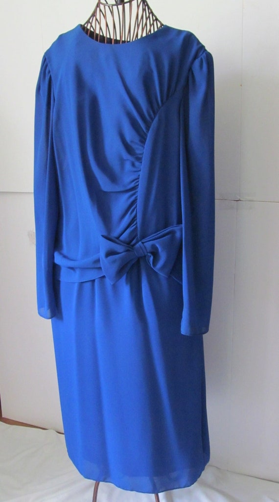 Ruche Dresses Royal Blue Dress sz 12 14 Mother of… - image 1