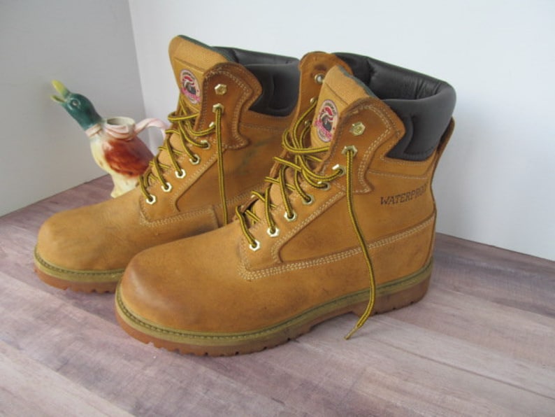 Vintage Mens Work Boots sz 8  Waterproof Boots Construction Boots Working Men Footwear Waterproof Outdoor Work Boots sz 8 Mens Hunting Boots