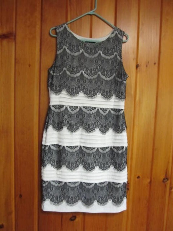 dressbarn black and white dress EUC Dressbarn 100% Cotton Black and White Floral Garden Party Dress