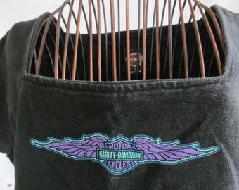 Harley sz L Purple Teal 80s Harley Davidson Shirt Womens Harley Davidson sz L Motorcycle Shirt Harley NH Dealer Biker  Harley Womens  Wings