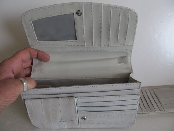 Eel Skin Purse Gray Leather Clutch Handbag Design… - image 3