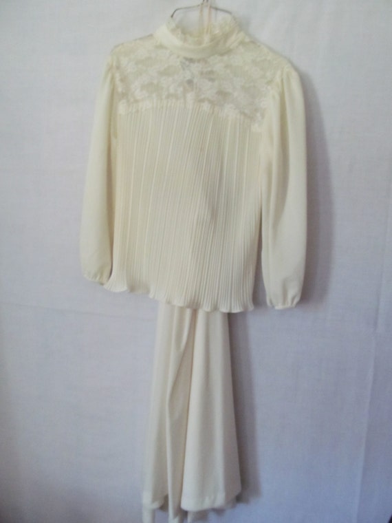 2 pc Beautiful Bohemian Ecru Lace Dress 70s 80s D… - image 2