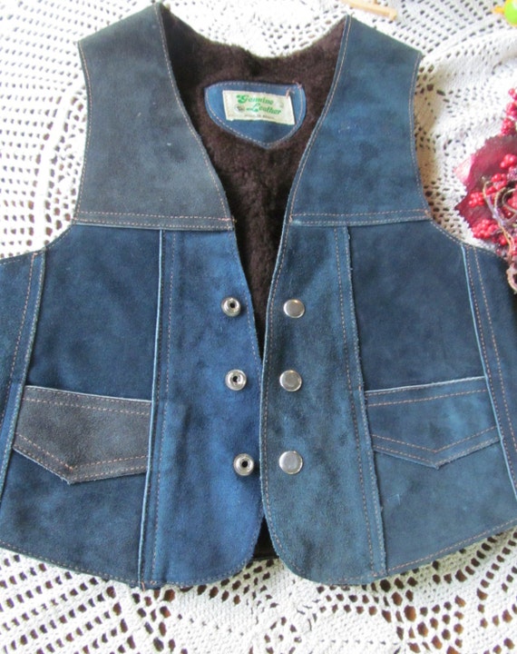 1960s Bohemian Hippie Vest 60s Suede Leather Vest… - image 1