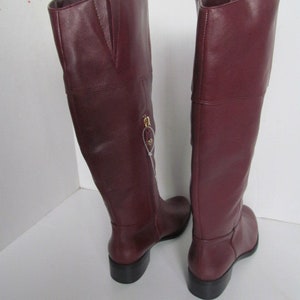 NWT Leather Riding Boots sz 5 New with Tag Leather Boots Burgundy Leather Boots 1990's Boots NOS Vintage Leather Boots size 5 M womens boots image 7