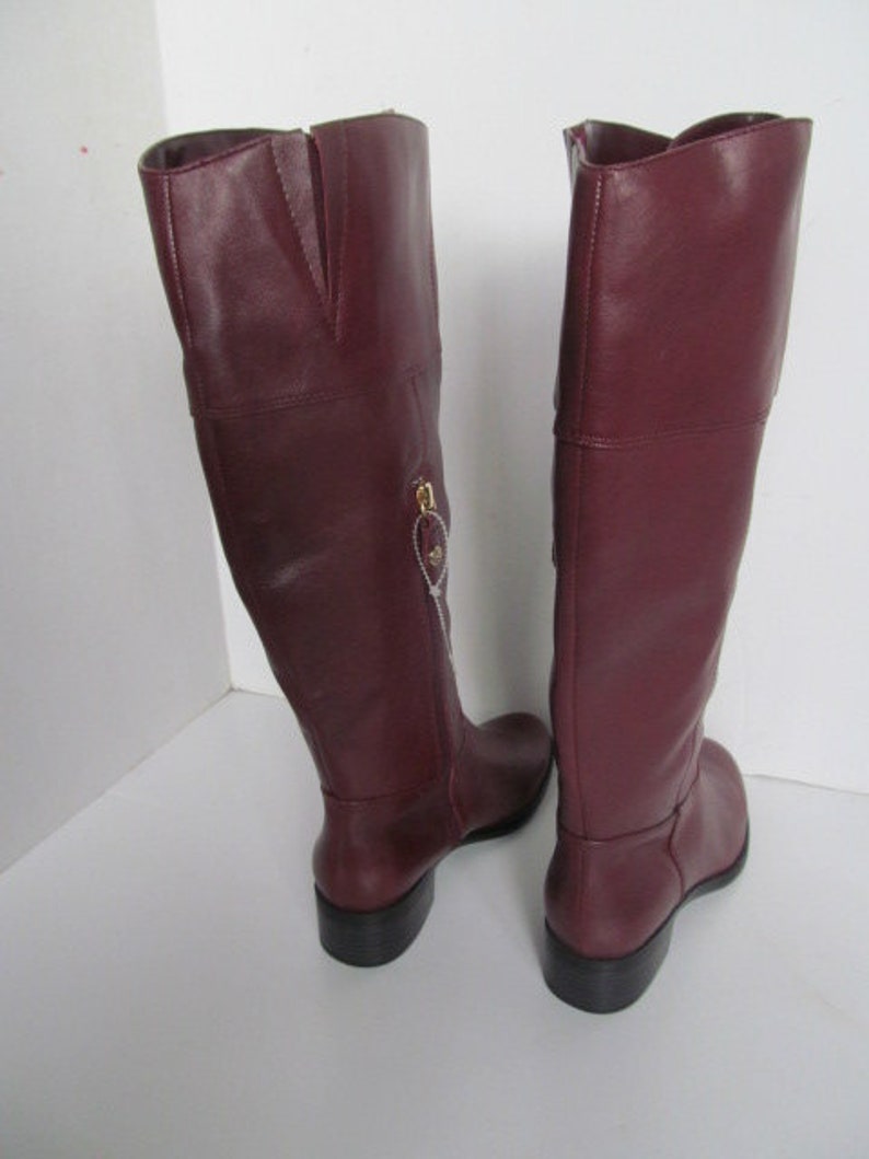 NWT Leather Riding Boots sz 5 New with Tag Leather Boots Burgundy Leather Boots 1990's Boots NOS Vintage Leather Boots size 5 M womens boots image 7