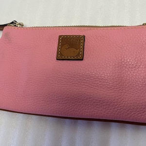 Dooney And Bourke Clutch Wallet Pink Pebbled Leather Dooney & Bourke Leather Bag Pouch DB Brown Duck Dooney Card Holders Wristlet
