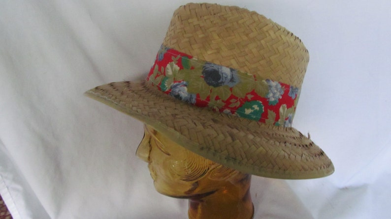 Unisex Summer Hats Straw Hat Fedora Hat Red Floral Print Hat Band Panama Straw Hat Summer Hats Beach Accessories Gardners Hats image 3