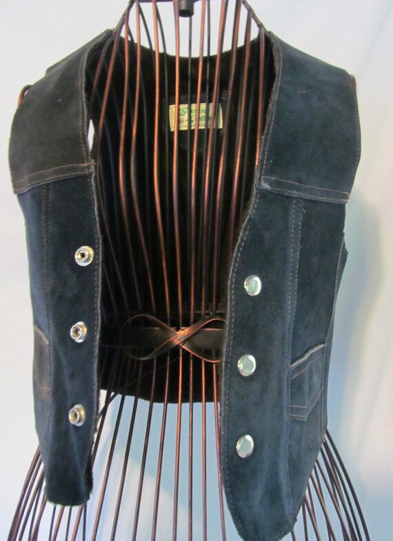 1960s Bohemian Hippie Vest 60s Suede Leather Vest… - image 5