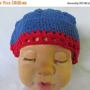 Winter hats Blue Red Baby Tam Hat Vibrant and Bright Beanie Hat Newborn Toddler Crochet Hat Childrens Crochet Hat Bohemian Baby Hats Slouchy