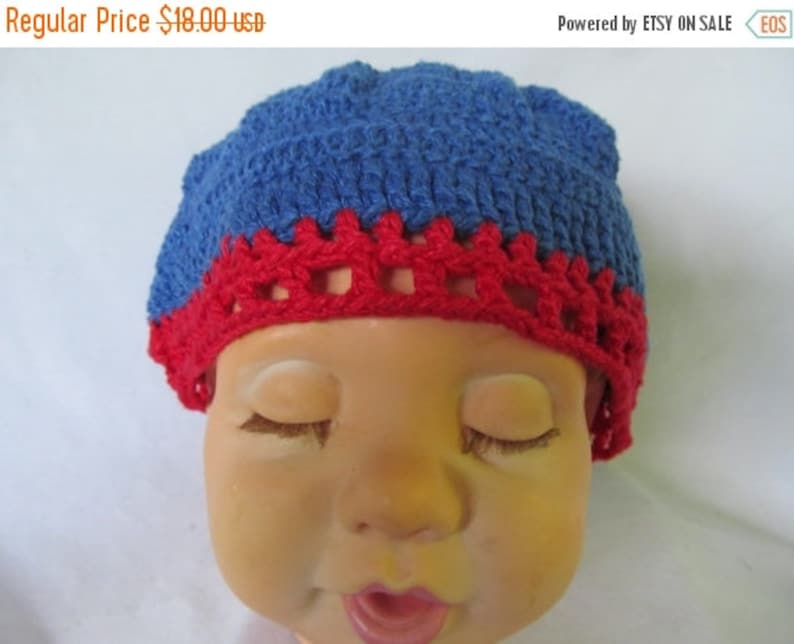 Winter hats Blue Red Baby Tam Hat Vibrant and Bright Beanie Hat Newborn Toddler Crochet Hat Childrens Crochet Hat Bohemian Baby Hats Slouchy