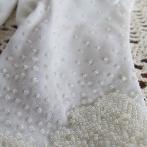 Wedding Gloves White Gloves Wedding Beaded Gloves Woman Sz S Small White Glass Beads Made British Hong Kong Glass beaded Gloves Womens Glove